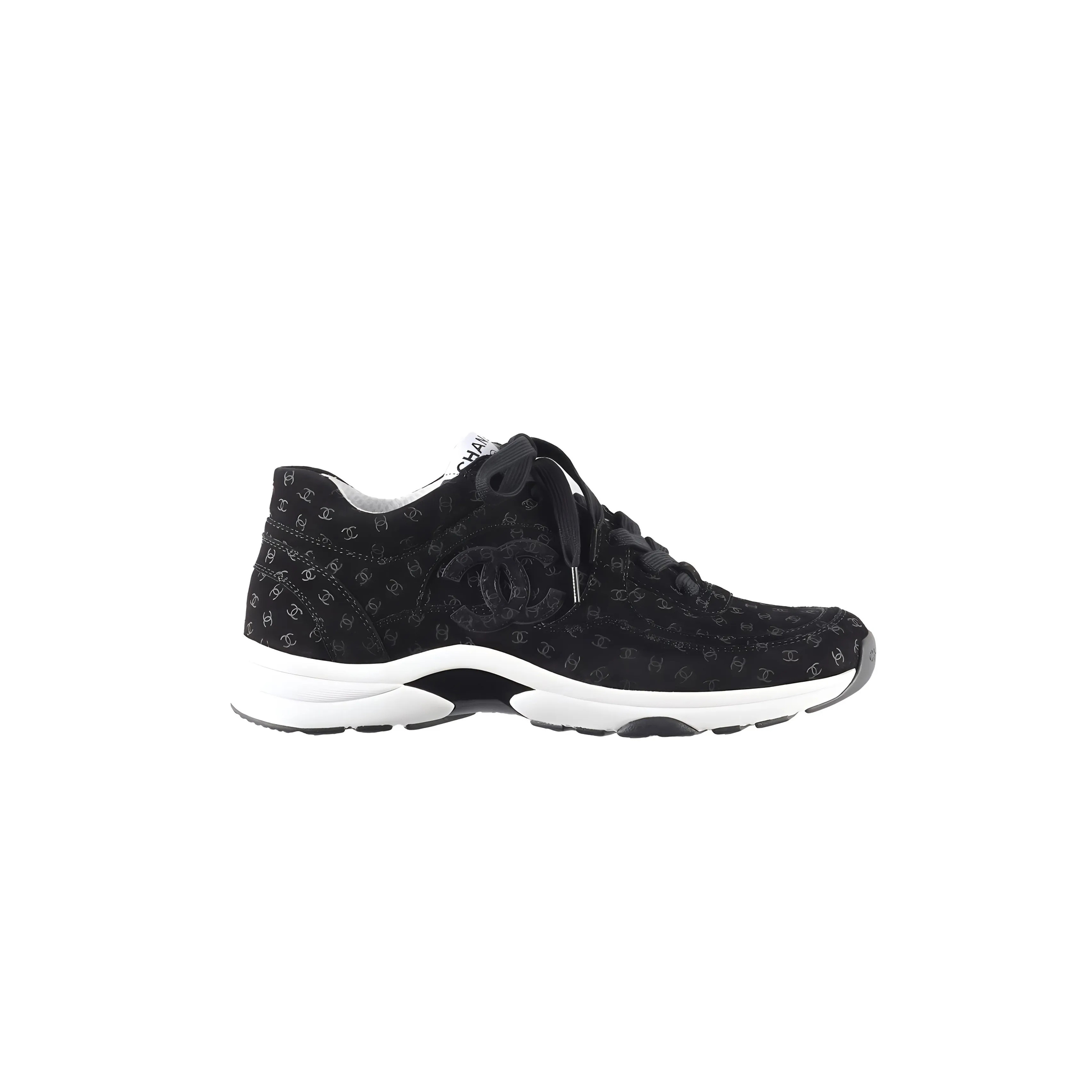 CHANEL SNEAKERS PRINTED SUEDE CALFSKIN BLACK G39230 X56653 94305